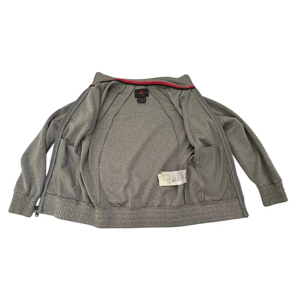 Nike Air Jordan Jumpman Boys Small Full-Zip Track Jacket Gray Black Piping Logo